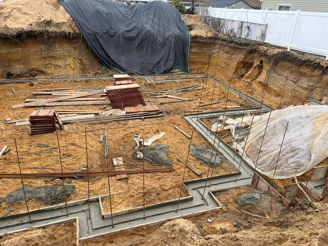 Concrete footings with rebar on a Cabra Prestige Group job site